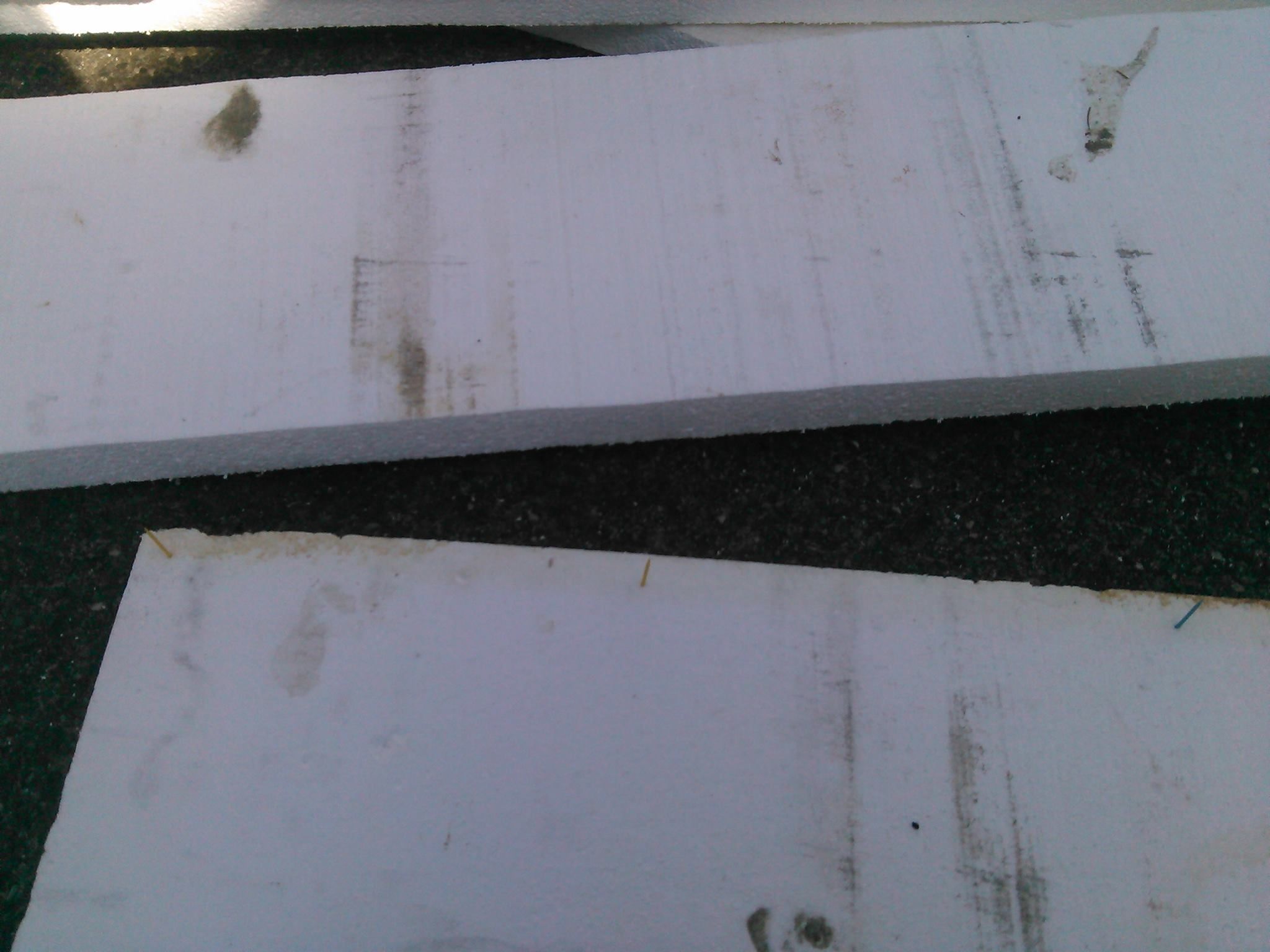 Cut foam brick pieces laid out before gluing