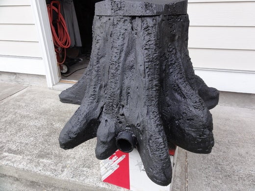 Stump painted black then brown green and grey with dry white wash highlights